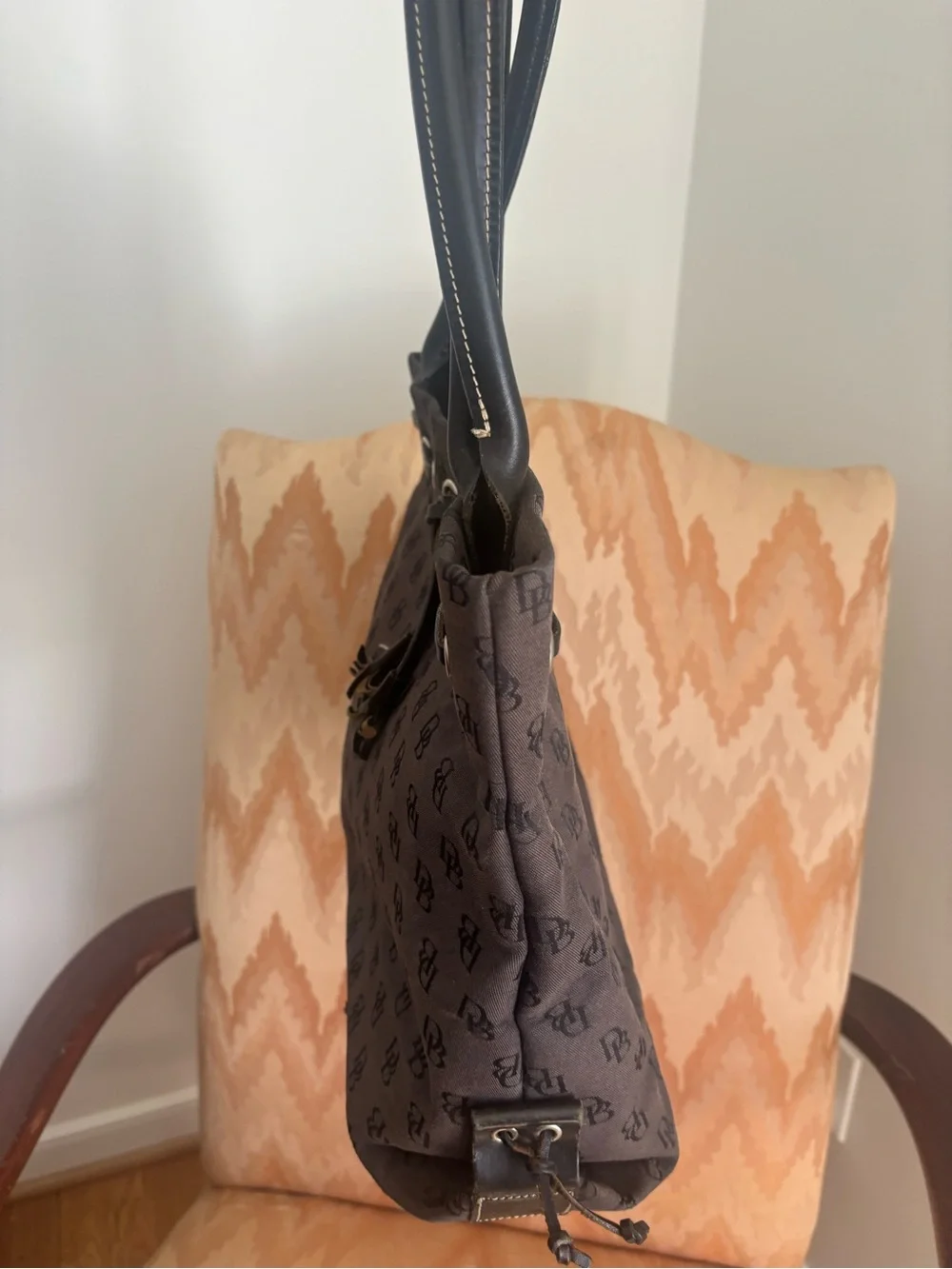 90’s Dooney & Bourke Brown and Black Monogram Tote
